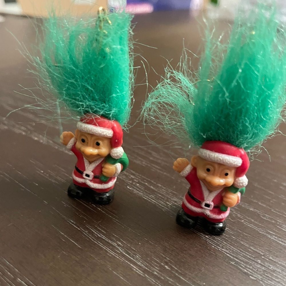 Russ Vintage Troll Santa Christmas Earrings